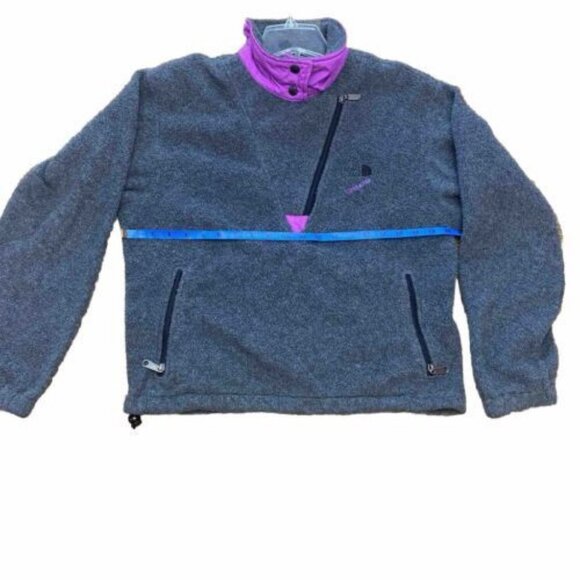 The North Face Women's Extreme Pile Pullover Half-zip Size 8 Purple /Coal Gray - Picture 2 of 10